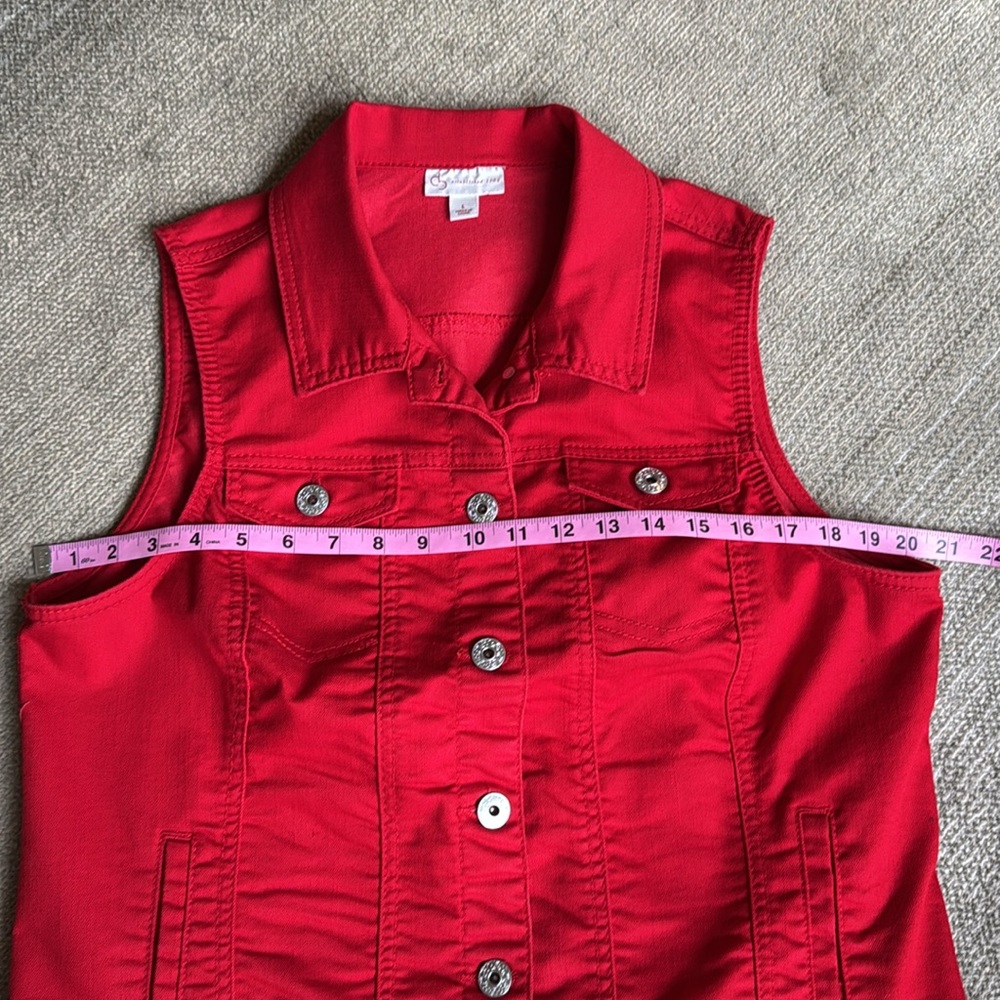 db Established 1962 Red Sleeveless Denim Vest Sz L - Picture 6 of 14